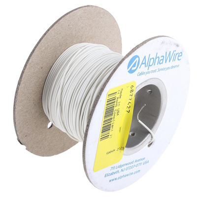 Alpha Wire EcoWire Series White 0.2 mm² Hook Up Wire, 24 AWG, 7/0.20 mm, 30m, MPPE Insulation