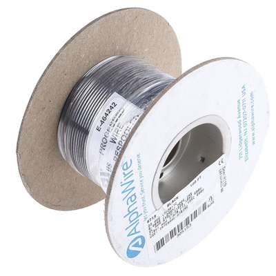 Alpha Wire EcoWire Series Black 0.33 mm² Hook Up Wire, 22 AWG, 7/0.25 mm, 30m, MPPE Insulation