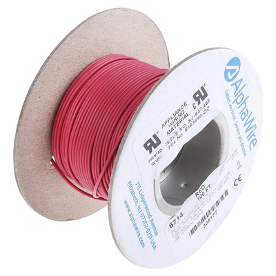 Alpha Wire EcoWire Series Red 0.52 mm² Hook Up Wire, 20 AWG, 10/0.25 mm, 30m, MPPE Insulation
