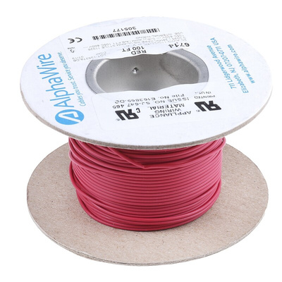 Alpha Wire EcoWire Series Red 1.3 mm² Hook Up Wire, 16 AWG, 26/0.25 mm, 30m, MPPE Insulation
