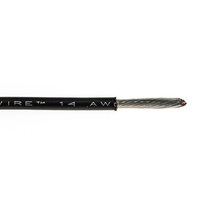 Alpha Wire EcoWire Series Black 2.1 mm² Hook Up Wire, 14 AWG, 41/0.25 mm, 30m, MPPE Insulation
