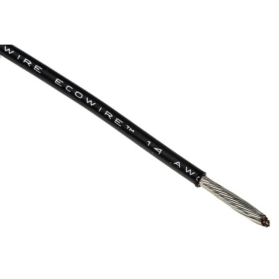 Alpha Wire EcoWire Series Black 2.1 mm² Hook Up Wire, 14 AWG, 41/0.25 mm, 30m, MPPE Insulation
