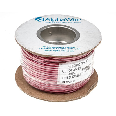 Alpha Wire EcoWire Series Red 2.1 mm² Hook Up Wire, 14 AWG, 41/0.25 mm, 30m, MPPE Insulation