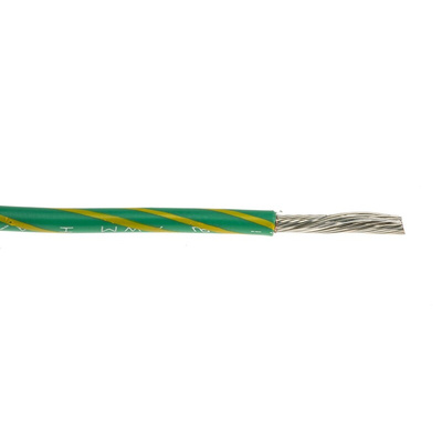 Alpha Wire EcoWire Series Green/Yellow 2.1 mm² Hook Up Wire, 14 AWG, 41/0.25 mm, 30m, MPPE Insulation