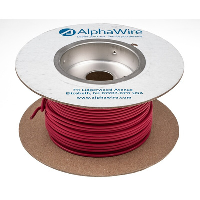 Alpha Wire EcoWire Series Red 3.3 mm² Hook Up Wire, 12 AWG, 65/0.25 mm, 30m, MPPE Insulation