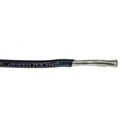 Alpha Wire EcoWire Series Black 5.2 mm² Hook Up Wire, 10 AWG, 105/0.25 mm, 30m, MPPE Insulation