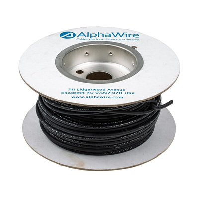 Alpha Wire EcoWire Series Black 5.2 mm² Hook Up Wire, 10 AWG, 105/0.25 mm, 30m, MPPE Insulation