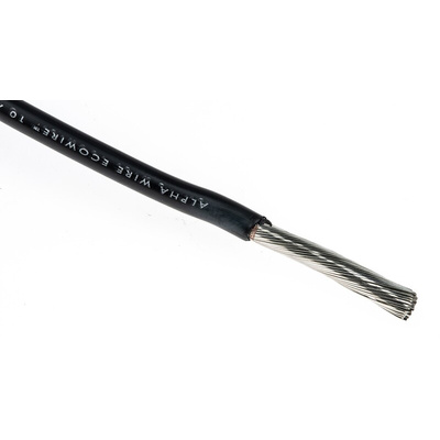 Alpha Wire EcoWire Series Black 5.2 mm² Hook Up Wire, 10 AWG, 105/0.25 mm, 30m, MPPE Insulation