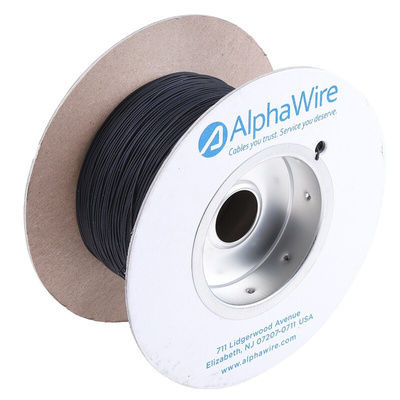 Alpha Wire EcoWire Series Black 0.13 mm² Hook Up Wire, 26 AWG, 7/0.16 mm, 305m, MPPE Insulation