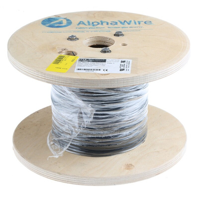 Alpha Wire EcoWire Series Black 0.52 mm² Hook Up Wire, 20 AWG, 10/0.25 mm, 305m, MPPE Insulation