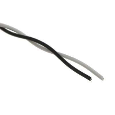 TE Connectivity Black/White 0.24 mm² Hook Up Wire, 24 AWG, 19/36, 100m, Polyalkene Insulation