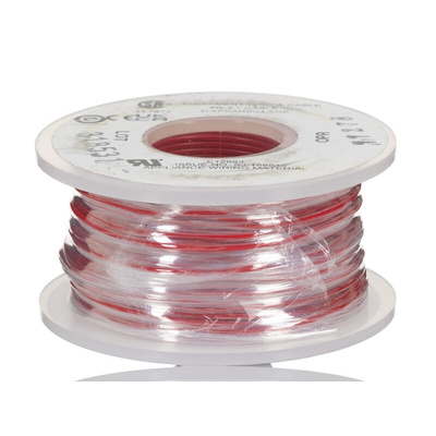 Alpha Wire 3050 Series Red 0.2 mm² Hook Up Wire, 24 AWG, 1/0.51 mm, 30m, PVC Insulation