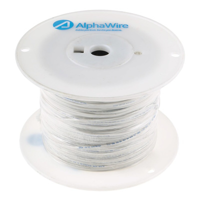 Alpha Wire 3051 Series White 0.35 mm² Hook Up Wire, 22 AWG, 7/0.25 mm, 305m, PVC Insulation