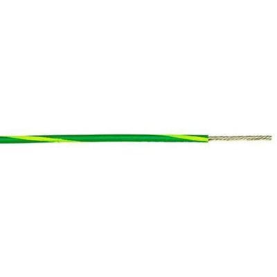 Alpha Wire 3075 Series Green/Yellow 0.75 mm² Hook Up Wire, 18 AWG, 16/0.25 mm, 30m, PVC Insulation