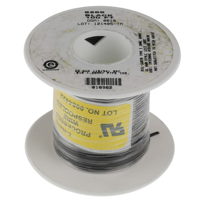 Alpha Wire Premium Series Black 0.33 mm² Hook Up Wire, 22 AWG, 19/0.16 mm, 30m, PTFE Insulation