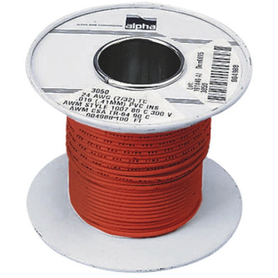 Alpha Wire Orange 0.75 mm² Hook Up Wire, 18 AWG, 16/0.25 mm, 30m, PVC Insulation