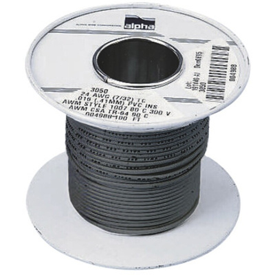 Alpha Wire Grey 0.52 mm² Hook Up Wire, 20 AWG, 10/0.25 mm, 30m, PVC Insulation