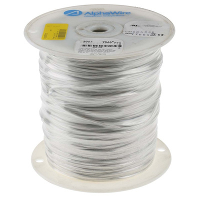 Alpha Wire Premium Series White 1.32 mm² Hook Up Wire, 16 AWG, 26/0.25 mm, 305m, PVC Insulation