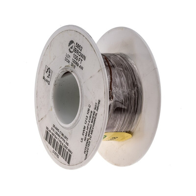 Alpha Wire Brown 0.09 mm² PTFE Equipment Wire, 28 AWG, 7/0.13 mm, 30m, PTFE Insulation