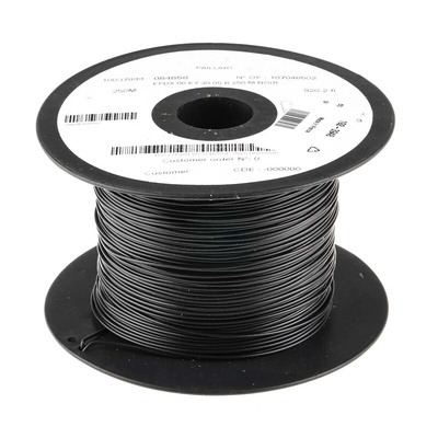 Nexans KY30 Series Black 0.33 mm² Hook Up Wire, 22 AWG, 7/0.25 mm, 250m, PVC Insulation