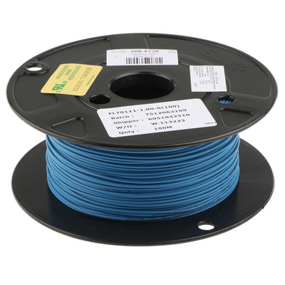TE Connectivity FlexLite Series Blue 1 mm² Equipment Wire, 17 AWG, 19/0.25 mm, 100m, Polyolefin Insulation