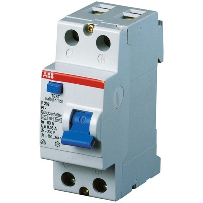 ABB 2 Pole Type A Residual Current Circuit Breaker, 40A F202, 300mA