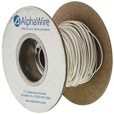 Alpha Wire EcoWire Series White 0.13 mm² Hook Up Wire, 26 AWG, 7/0.16 mm, 30m, MPPE Insulation