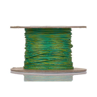 Alpha Wire EcoWire Series Green/Yellow 0.52 mm² Hook Up Wire, 20 AWG, 10/0.25 mm, 30m, MPPE Insulation