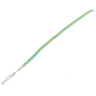 Alpha Wire EcoWire Series Green/Yellow 0.75 mm² Hook Up Wire, 18 AWG, 16/0.25 mm, 30m, MPPE Insulation
