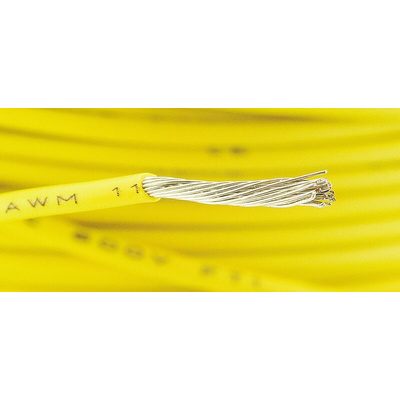 Alpha Wire EcoWire Series Yellow 1.3 mm² Hook Up Wire, 16 AWG, 26/0.25 mm, 30m, MPPE Insulation