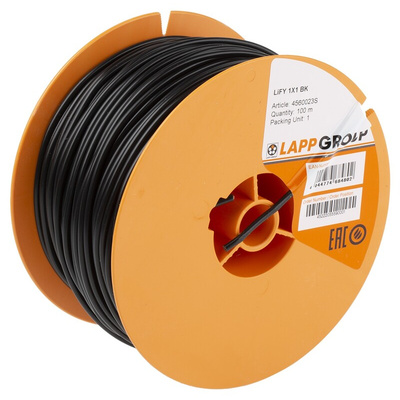 Lapp Black 1 mm² Hook Up Wire, 17 AWG, 100m, PVC Insulation