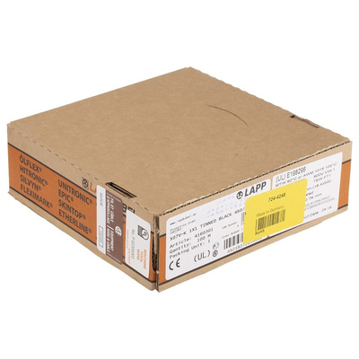 Lapp Black 1 mm² Hook Up Wire, 17 AWG, 100m, PVC Insulation