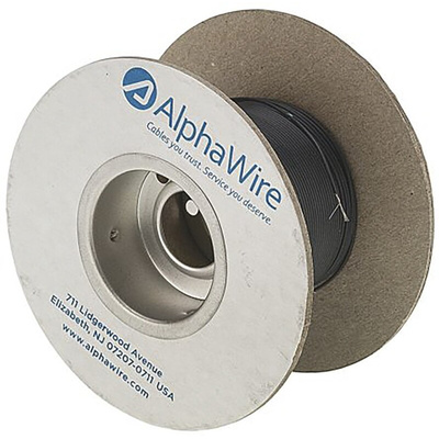 Alpha Wire EcoWire Plus Series Black 0.08 mm² Hook Up Wire, 28 AWG, 7/0.12 mm, 305m, MPPE Insulation