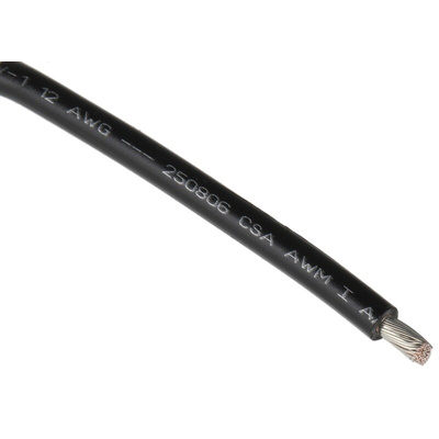 Alpha Wire 3080 Series Black 3.3 mm² Hook Up Wire, 12 AWG, 65/0.25 mm, 30m, PVC Insulation