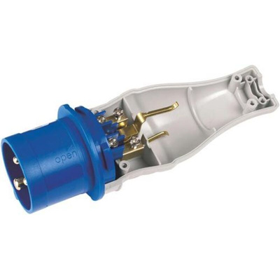 RS PRO IP20 Blue 2P+E Industrial Power Connector Adapter Plug, Socket, Rated At 16A, 230 V