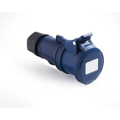 RS PRO IP44 Blue Cable Mount 2P+E Industrial Power Socket, Rated At 32A, 200 → 250 V