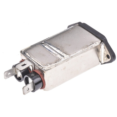 TE Connectivity 6A, 250 V ac Male Flange Mount IEC Filter 2-6609006-3, Spade None Fuse