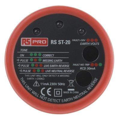 RS PRO Socket Tester 30mA 230V ac, Model RS ST20