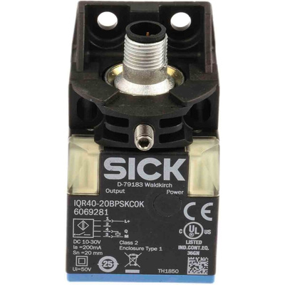 Sick Inductive Block-Style Proximity Sensor, 20 mm Detection, PNP Output, 10 → 30 V, IP68