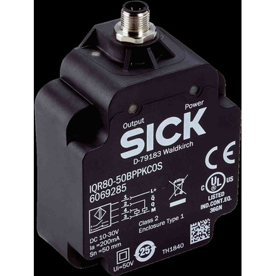 Sick Inductive Block-Style Proximity Sensor, 50 mm Detection, PNP Output, 10 → 30 V, IP68