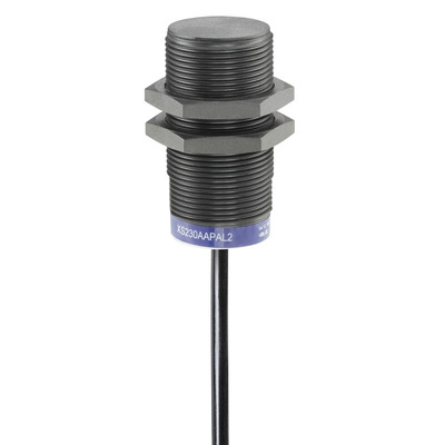 Telemecanique Sensors Inductive Barrel-Style Proximity Sensor, M30 x 1.5, 22 mm Detection, Discrete Output, 24 →