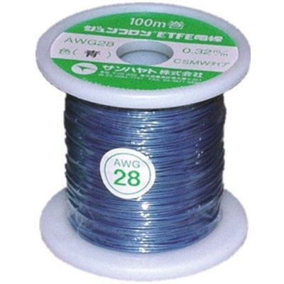 Sunhayato JUNFLON Series Blue 0.08 mm² Hook Up Wire, 28 AWG, 100m, ETFE Insulation