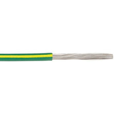 Alpha Wire EcoWire Series Green/Yellow 0.13 mm² Hook Up Wire, 26 AWG, 7/0.16 mm, 30m, MPPE Insulation