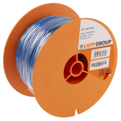 Lapp Blue 0.82 mm² Hook Up Wire, 18 AWG, 100m, PVC Insulation