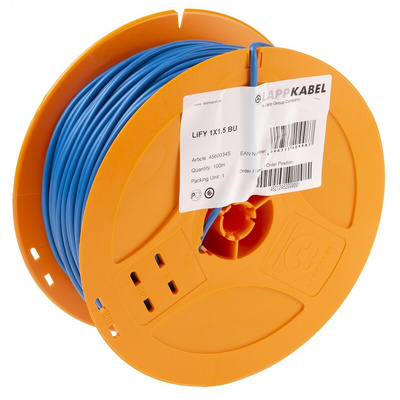 Lapp Blue 1.5 mm² Hook Up Wire, 15 AWG, 100m, PVC Insulation