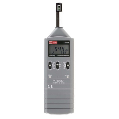 RS PRO RS1360A Handheld Hygrometer, Max Temperature +140 °F, +60 °C, Max Humidity 95%RH