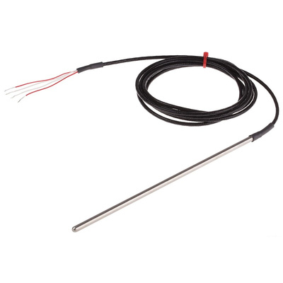 RS PRO PT100 RTD Sensor, 4.5mm Dia, 200mm Long, 4 Wire, Probe, Class B +250°C Max