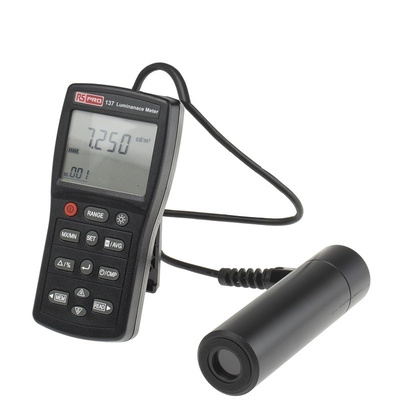 RS PRO Light Meter, 9.999 fL, 9.999 cd/m² to 199999lx, ±3 (Calibrated to Standard Incandescent Lamp (2856 K % @ +25°C