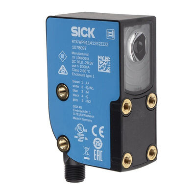Sick Contrast Sensors 13 mm, RGB LED, PNP, 100 mA, 10.8 → 28.8 V dc, IP67