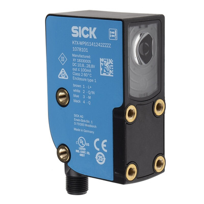 Sick Contrast Sensors 13 mm, RGB LED, PNP, 100 mA, 10.8 → 28.8 V dc, IP67